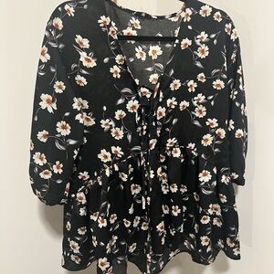 Floral Black Women's Top